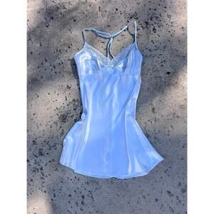 Linea Donatella Lace-Trim Satin Chemise Nightgown Slip Dress